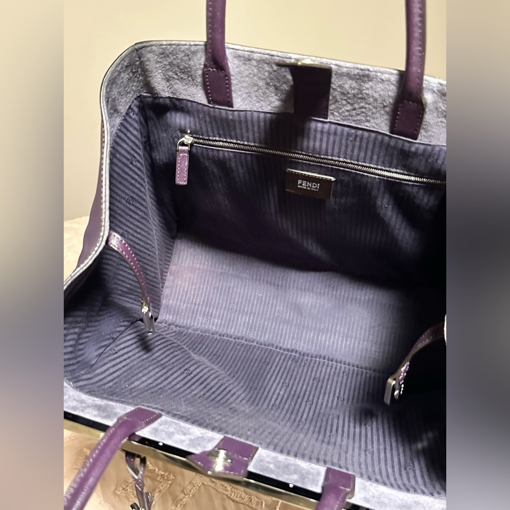 Fendi 2 Jours Plum Large Leather Tote Bag - Picture 7 of 17